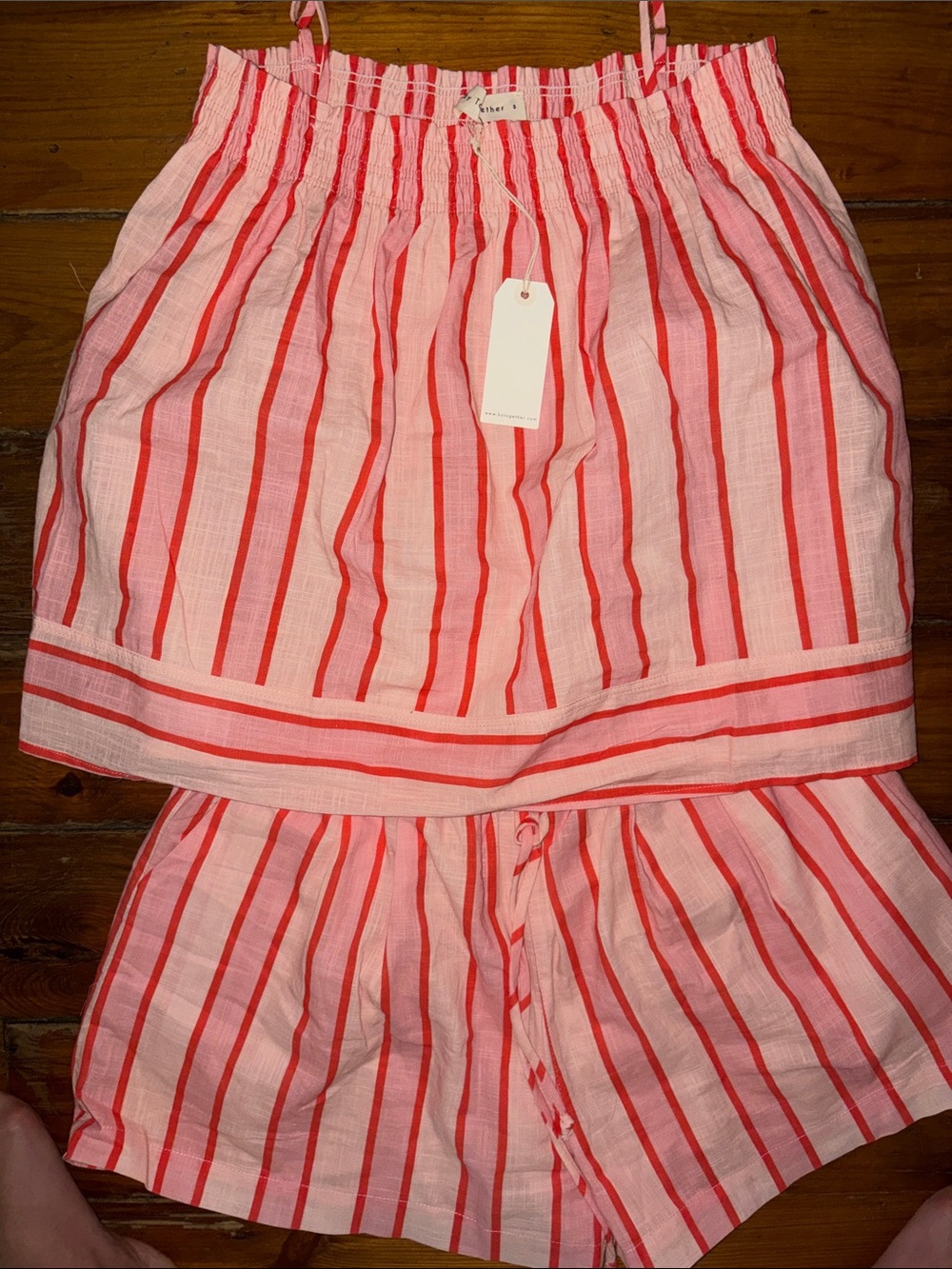 By Together Pink and Red Striped Women’s Shorts Set